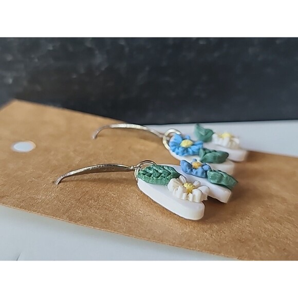 Polymer Clay Floral Dangling Earrings New - Picture 4 of 10